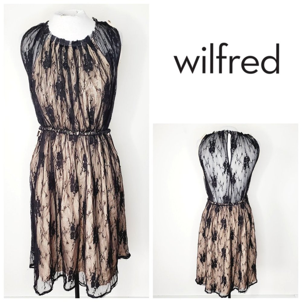 ARITIZIA WILFRED Silk Tulle Lace Cream/Black Dress - Picture 1 of 9